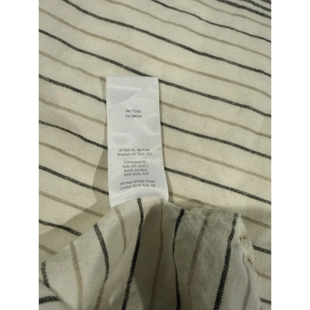 West Elm King 100% Linen Duvet Cover Natural Ivory Gray Terracotta Stripe 92x108